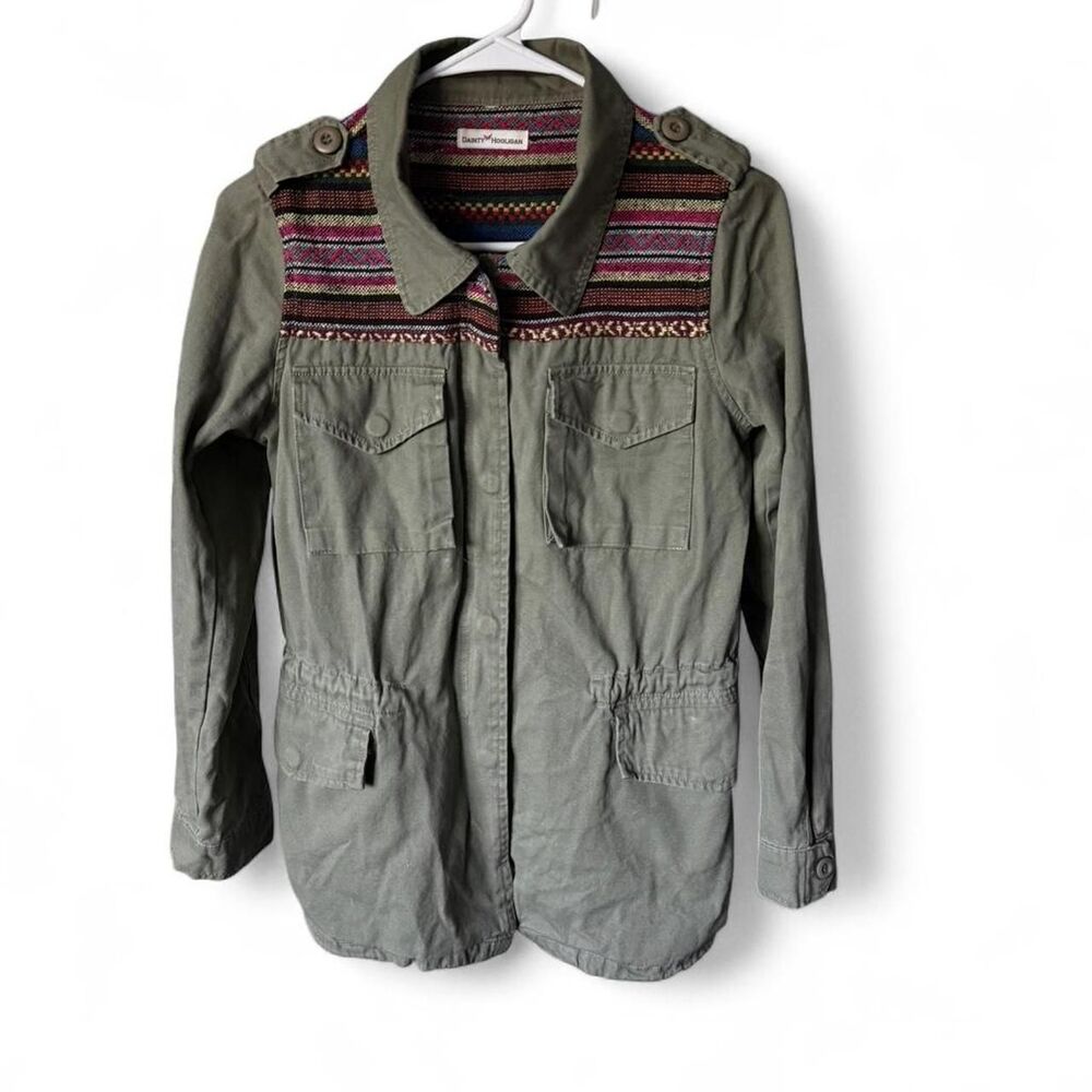 Boho Tribal Utility Jacket Dainty Hooligan Olive Green Anorak Festival Coat M